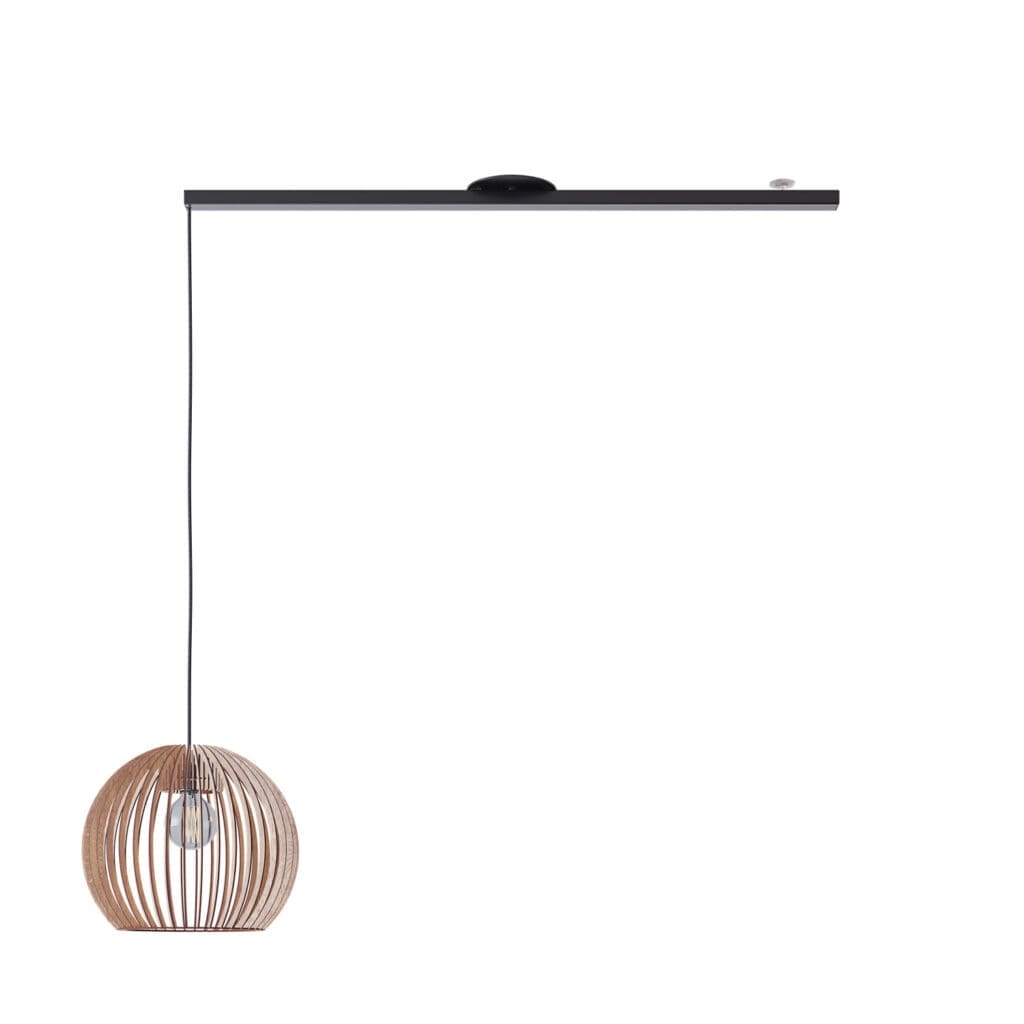 Product picture Lightswing Single black with wooden pendant light.