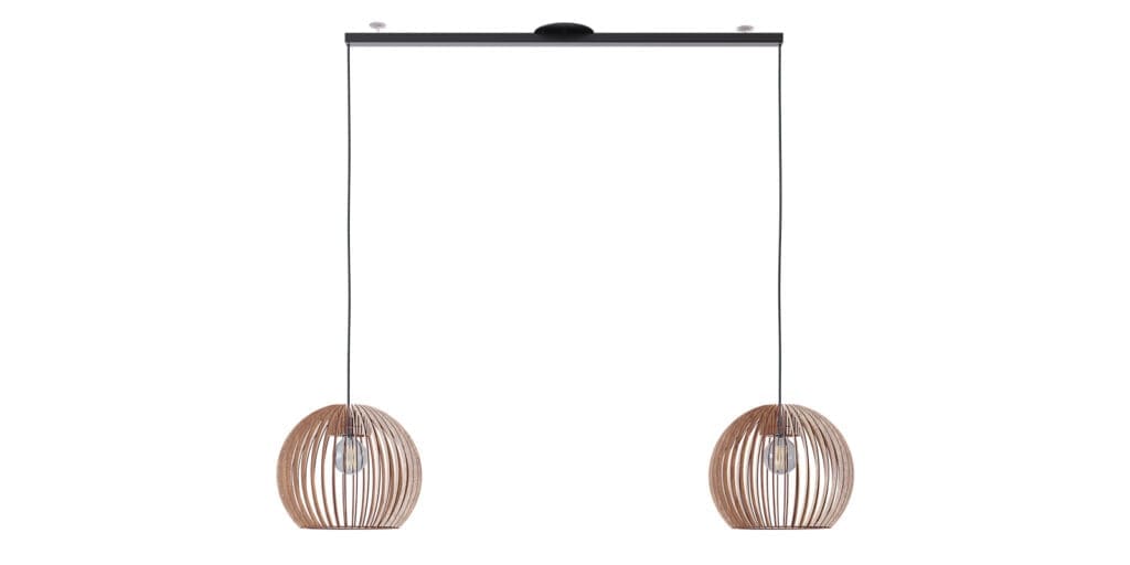 Product picture Lightswing Twin black with wooden pendant lights.